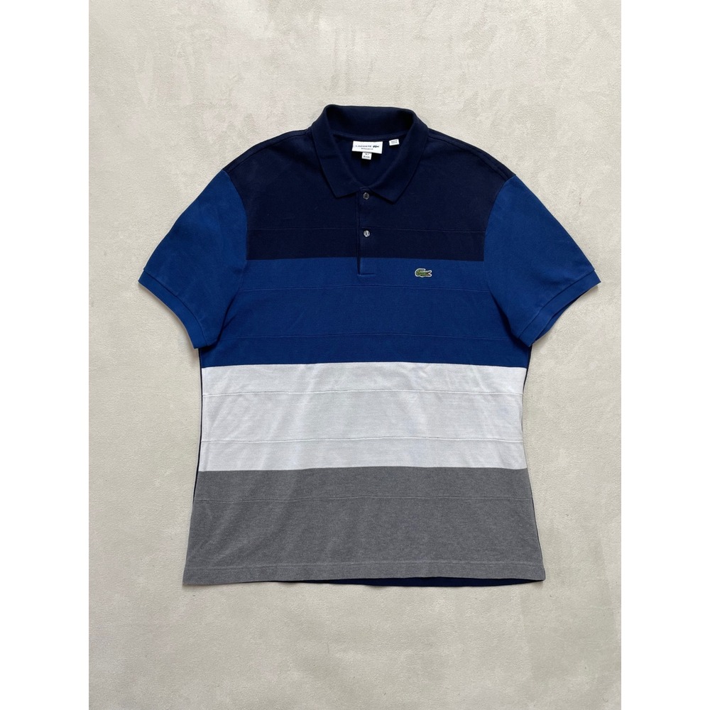Lacoste Mens Regular Fit Colorblock Polo Shirt Blue Grey White XXL FR 7